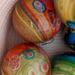 Hand blown Murano glass spheres or decorative balls